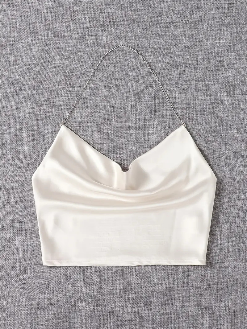 Chain Crop Halter Top Casual Summer Sleeveless Top Women's - Temu | Temu Affiliate Program