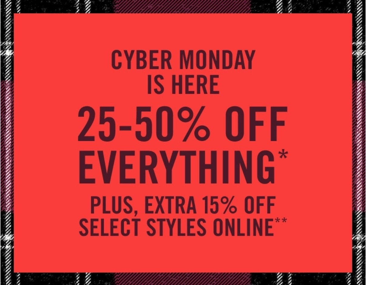 Abercrombie Black Friday sale!

#LTKCyberWeek #LTKHoliday #LTKGiftGuide