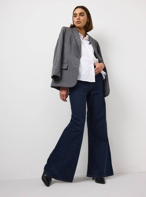 Dark Denim Lyocell Blend Palazzo Flared Jeans 20R | Tu Clothing