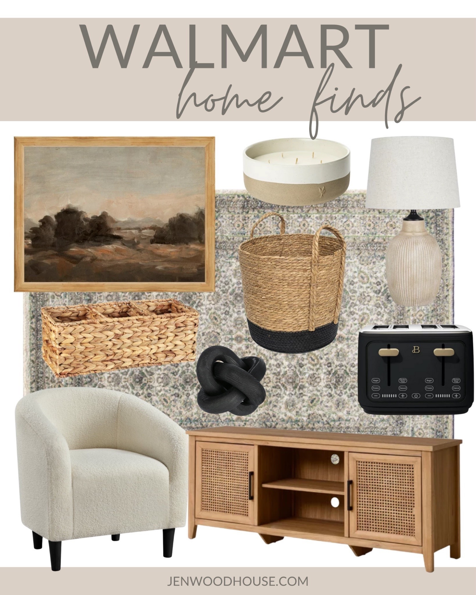 Don’t under estimate Walmart! I always find super cute and affordable home staples! Roundup includes wall art, table lamp, accent chair, media center and home décor accessories! 

Walmart finds, Walmart decor, Walmart home, home decor finds, simple home decor, modern decor, area rug, basket decor, large candle, guest room decor, living room decor 

#LTKFind #LTKhome #LTKstyletip