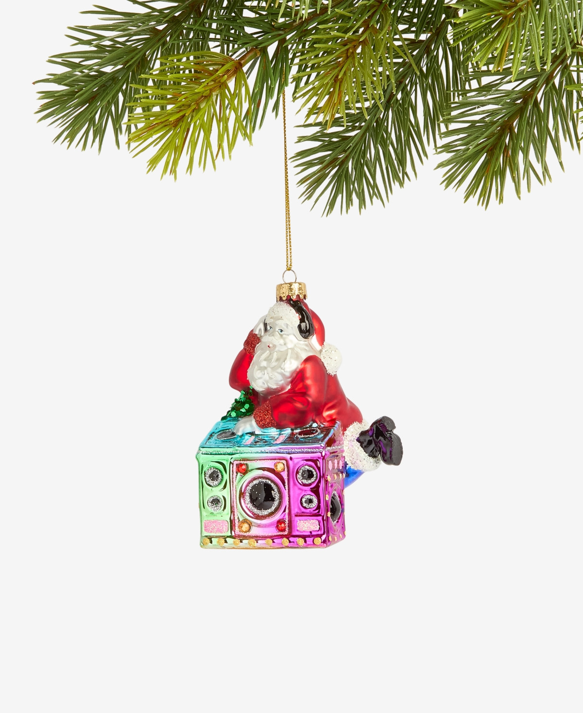 Holiday Lane Merry Magic Glass Dj Santa Ornament, Macy's Ornament | Macy's