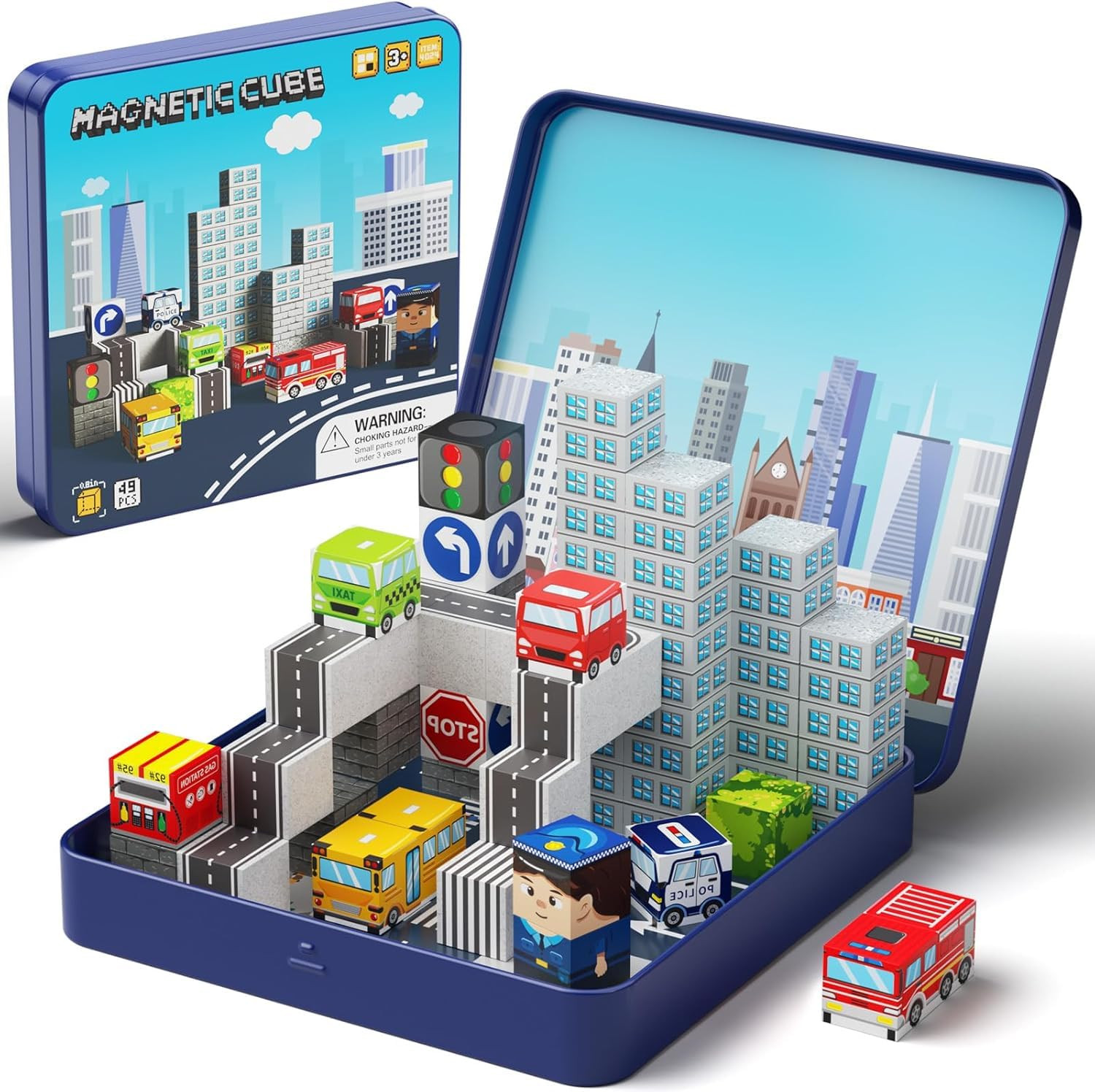 Magnetic Building Blocks City Traffic Set 49 pcs, Children STEM Toys Travel Learning Magnetic Blo... | Amazon (UK)