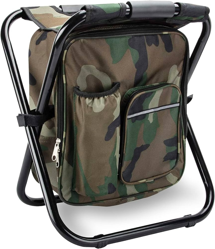 Kikerike Folding Stool Backpack Insulated Cooler Bag, Collapsible Camping Hunting Fishing Multifu... | Amazon (US)