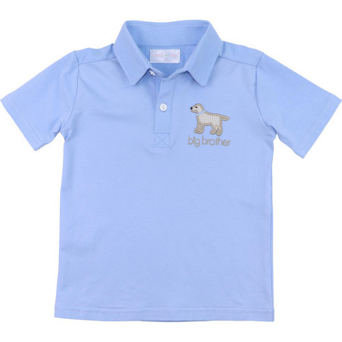 Blue Knit "Big Brother" Knit Polo Shirt | Cecil and Lou