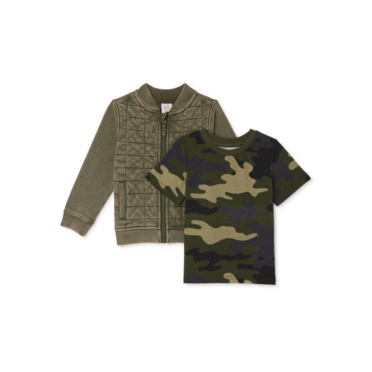 Wonder Nation Baby Boy & Toddler Boy Bomber Jacket & T-Shirt Set, 2-Piece, 12M-5T | Walmart (US)