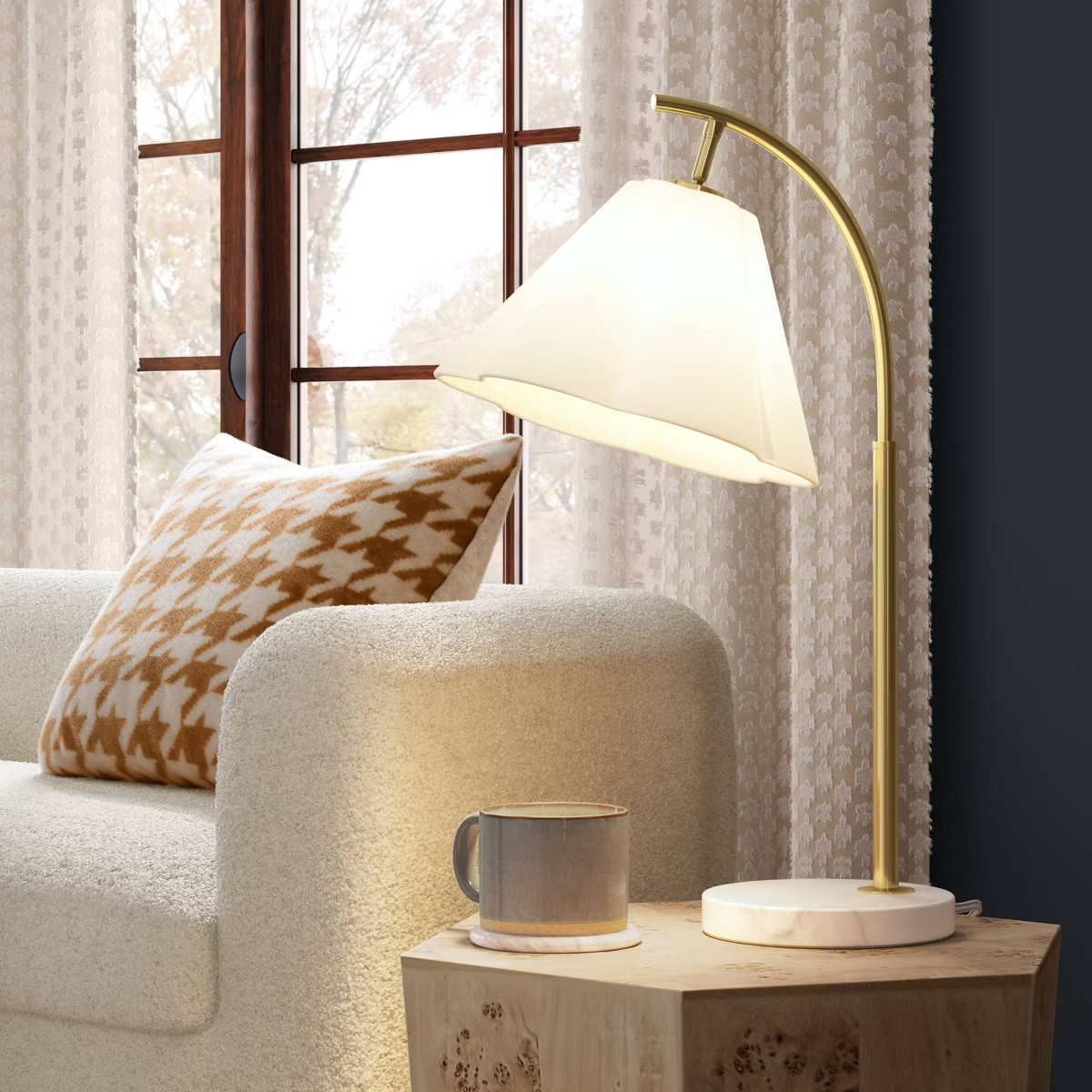 Scalloped Shade Table Lamp with Marble Base White - Threshold™ | Target