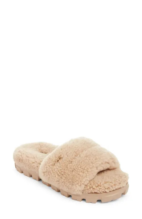 UGG(r) Cozetta Curly Genuine Shearling Slide Slipper in Sand/Natural at Nordstrom, Size 6 | Nordstrom