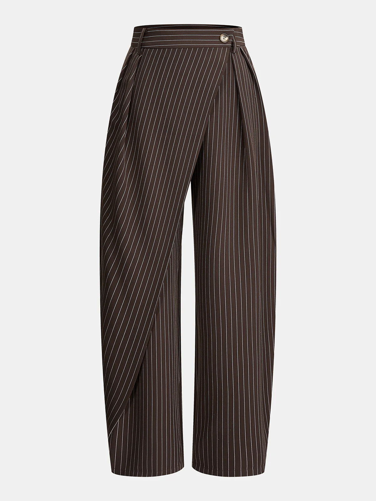 Pinstripe Asymmetric Curved-Leg Pants | Commense