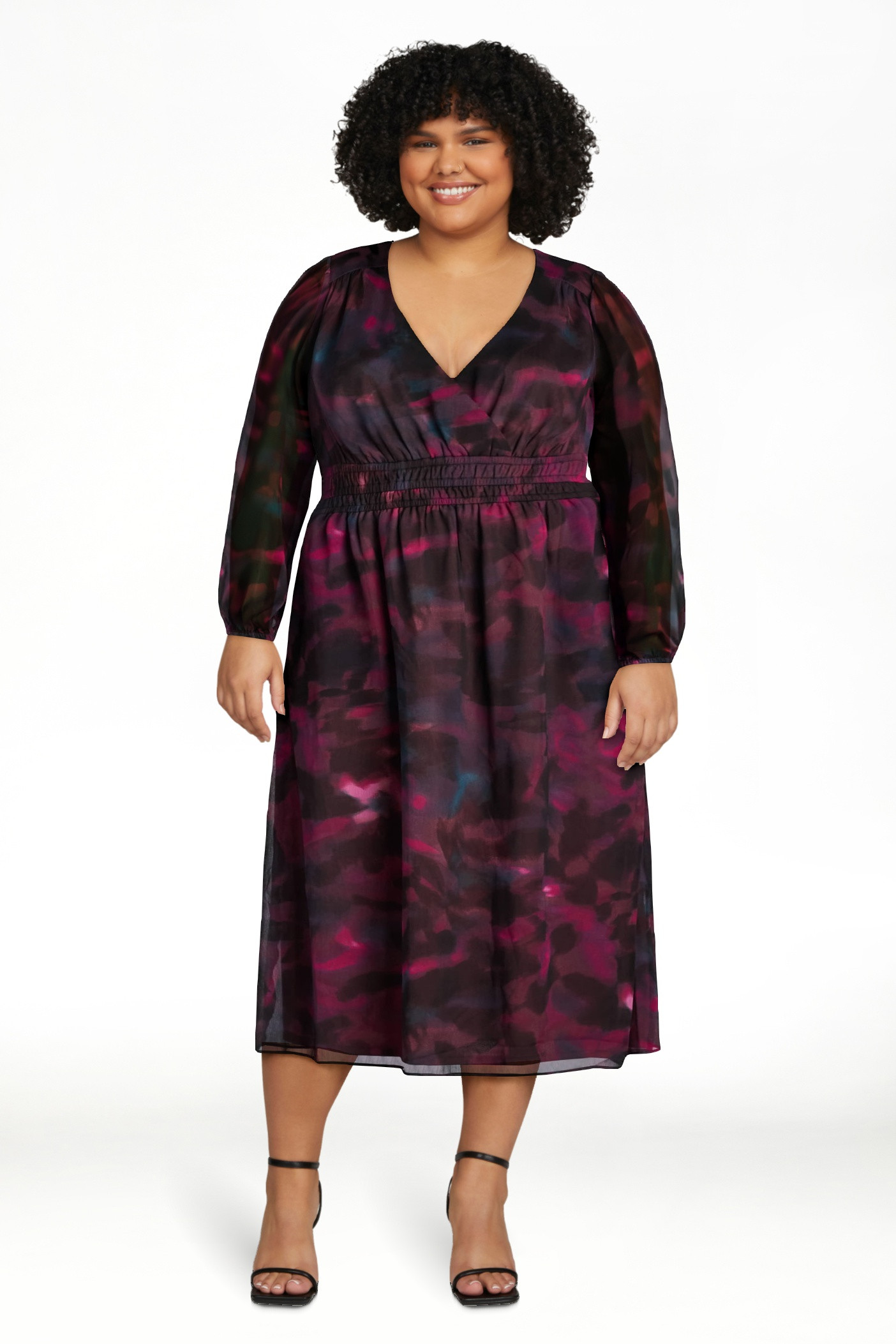 Sofia Jeans Women's Empire Dress with Long Sleeves, Mid Calf Length, Sizes XS-XXXL - Walmart.com | Walmart (US)