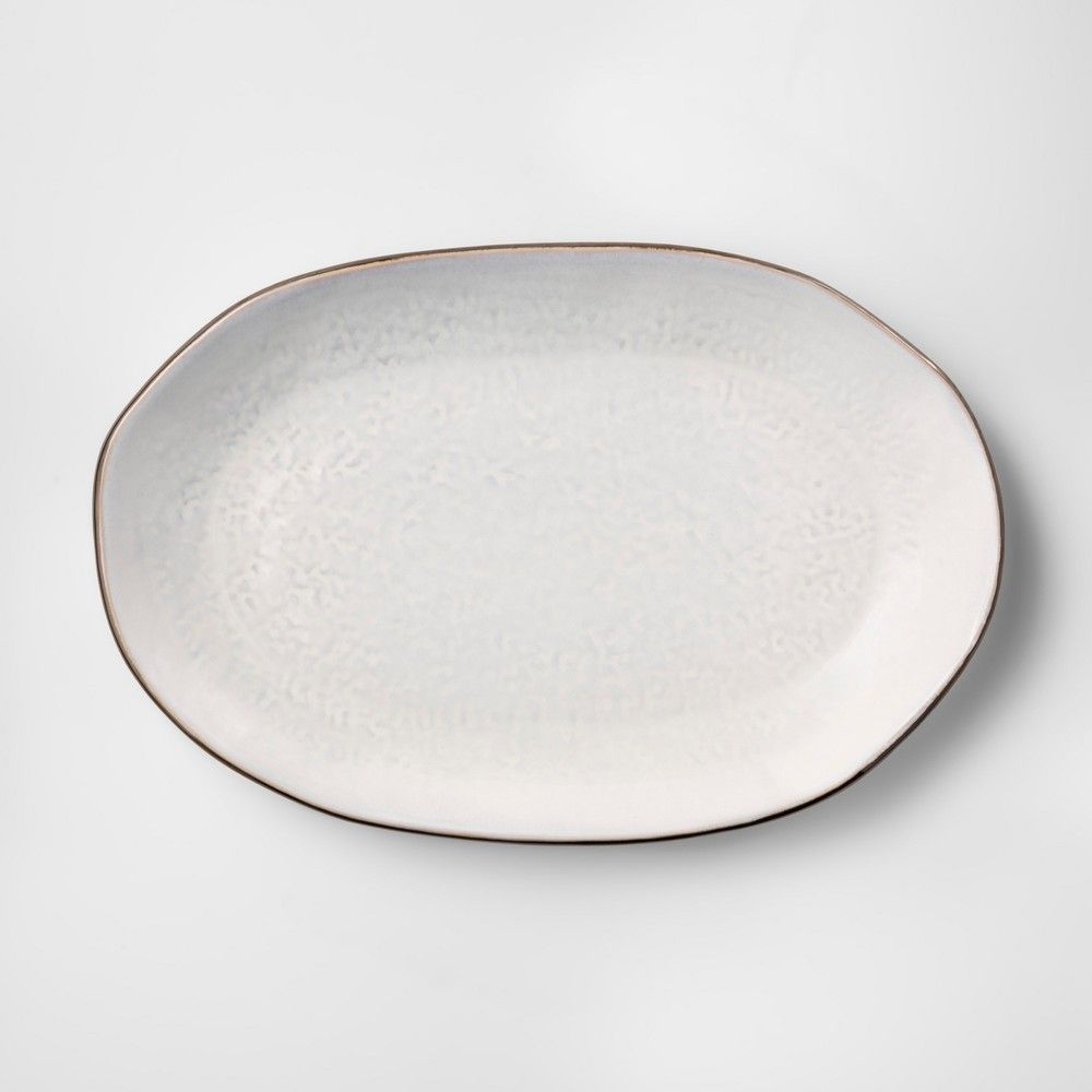 Cravings by Chrissy Teigen 16"" Oval White Stoneware Platter with Brown Rim | Target