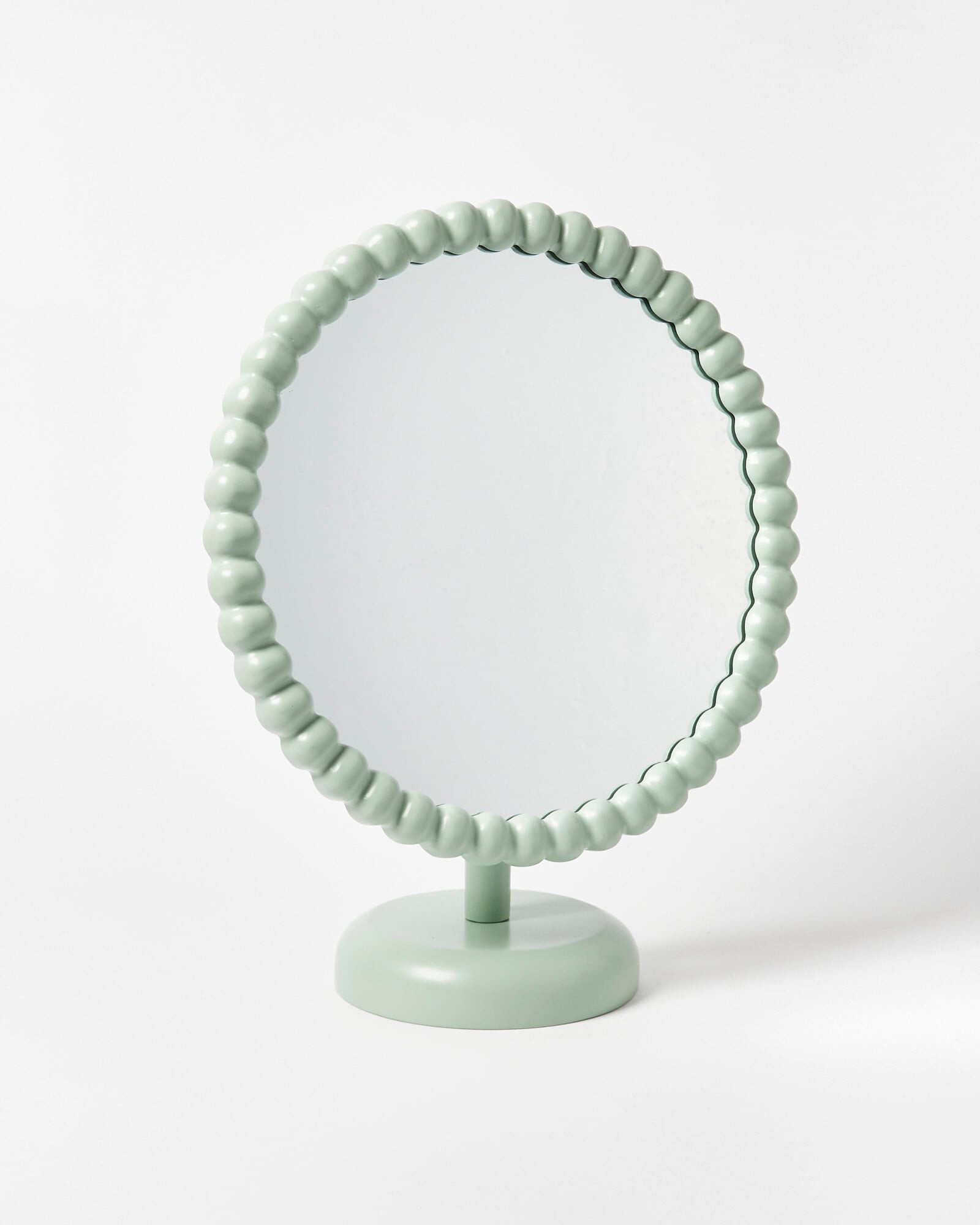 Bobbin Round Green Wooden Dressing Table Mirror | Oliver Bonas | Oliver Bonas (Global)