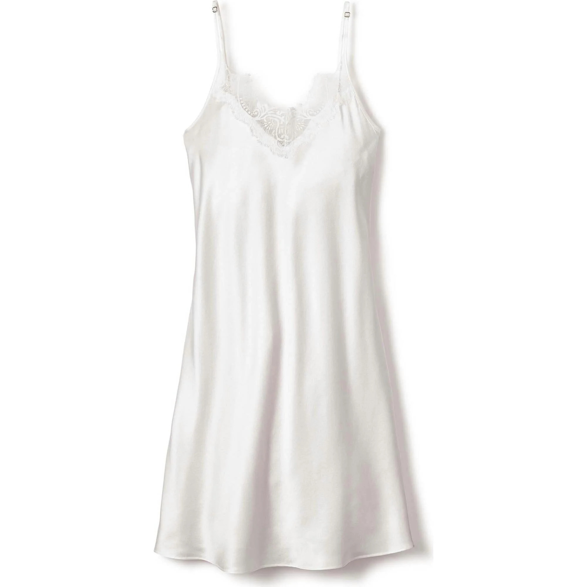 Women's Silk Lace Slip Dress in White S | Maisonette