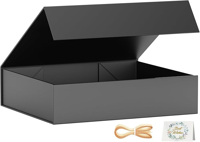 Gift Boxes with Lids, 11.5x7.8x3 In Black Gift Box for Presents Magnetic Closure for T-Shirts, Gl... | Amazon (US)