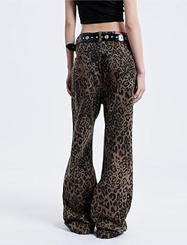 Aelfric Eden Leopard Print Jeans for Women Cheetah Print Pants Straight Leg Denim(A Size 1-2 Larg... | Amazon (US)