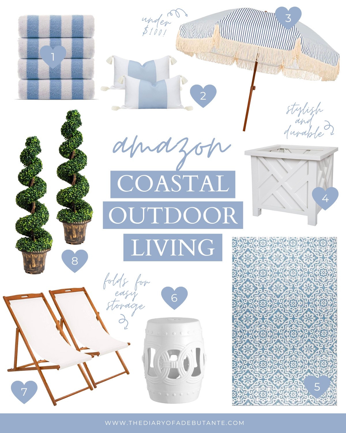 Love the look of a coastal, Serena and Lily-inspired patio but not the high price tag? I’ve rounded up my favorite budget-friendly coastal patio decor finds from Amazon in this post (all are under $100)!

#LTKSeasonal #LTKHome #LTKFindsUnder100