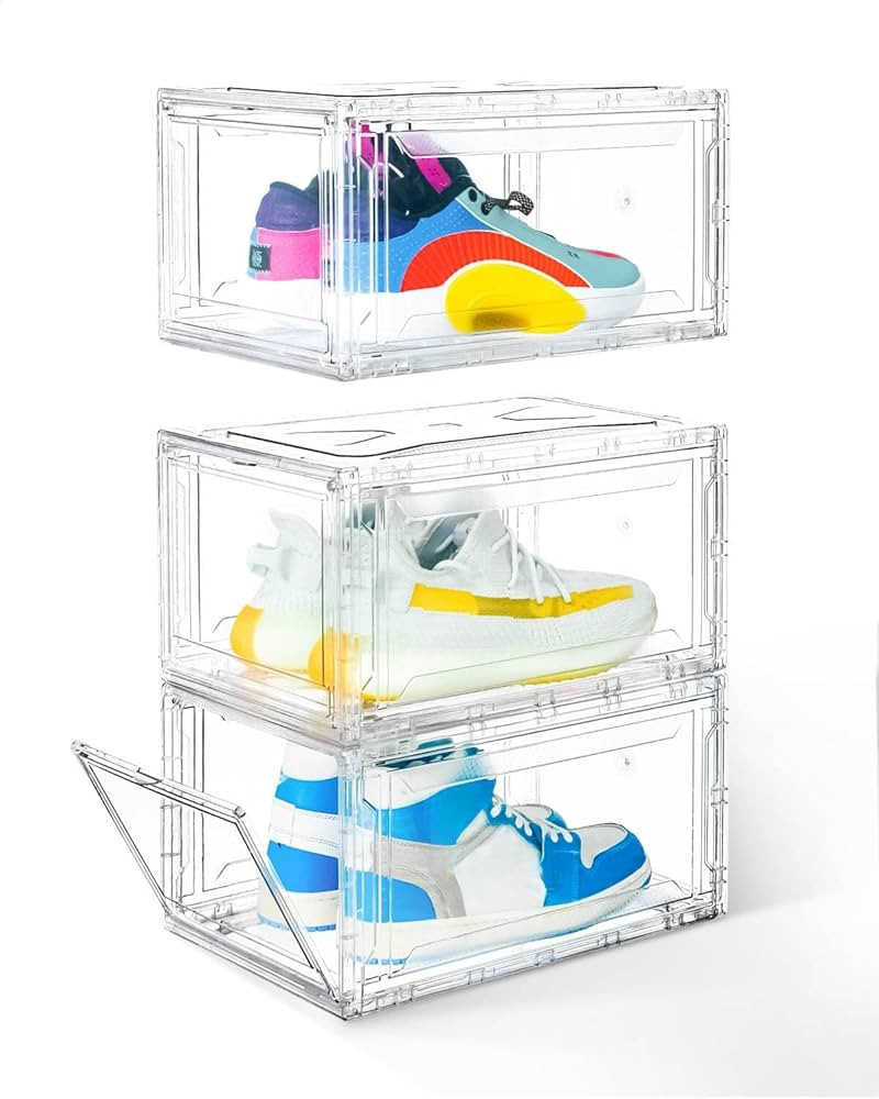KDOR Shoe Boxes Clear Plastic Stackable 3 Pack Shoe Storage for Sneakerheads, Shoe Display Case M... | Amazon (US)