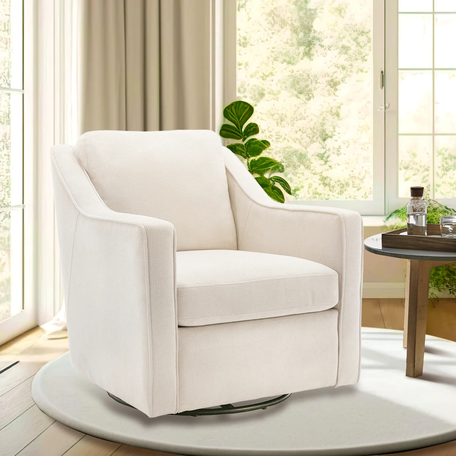 Charitini Big & Tall Removable Wide Swivel Accent Chair, Full Back Upholstered Fabric Lounge Chair, 360° Rotation, Modern Living Room Accent Chair | Wayfair North America