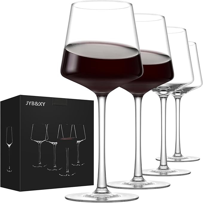 JYB&XY Red Wine Glasses Set of 4-Hand Blown Italian Style Crystal Bordeaux 22Oz Wine Glass-Clear ... | Amazon (US)