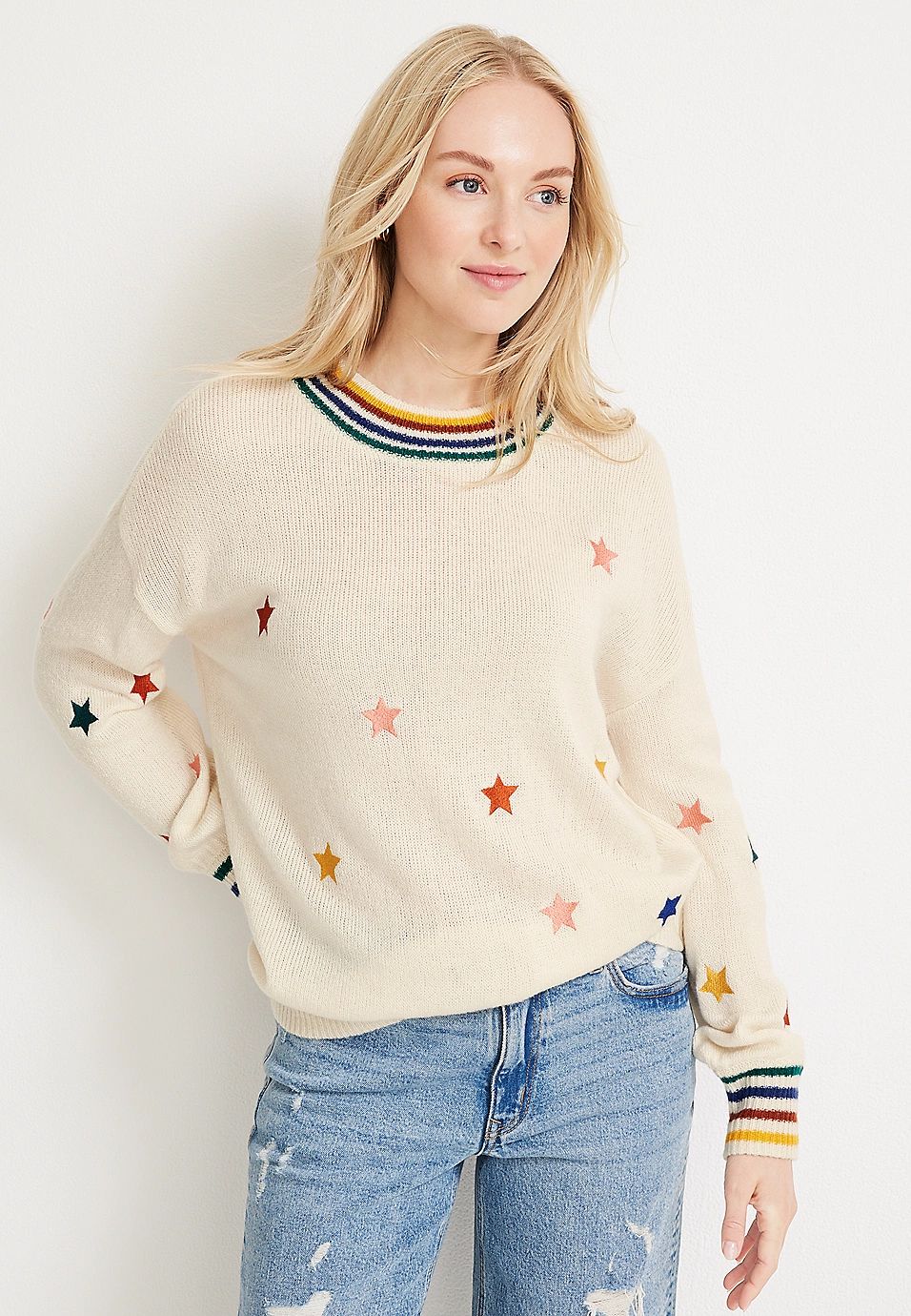 Star Crew Neck Sweater | Maurices