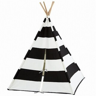 Natural Cotton Canvas Teepee Tent for Kids Indoor & Outdoor Use (BlackWideStripe - 1pc) | Bed Bath & Beyond
