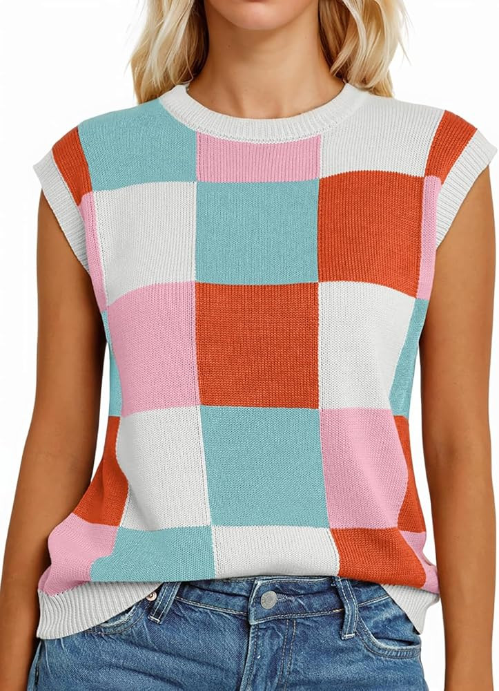 Womens Sweater Vest Sleeveless, Tops Sweaters Summer Tank Fall Outfits Clothes Cute Teacher Knit ... | Amazon (US)