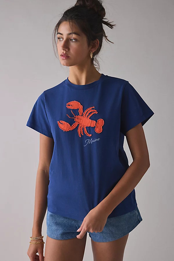 Lobster Applique Graphic Slim Tee | Urban Outfitters (US and RoW)