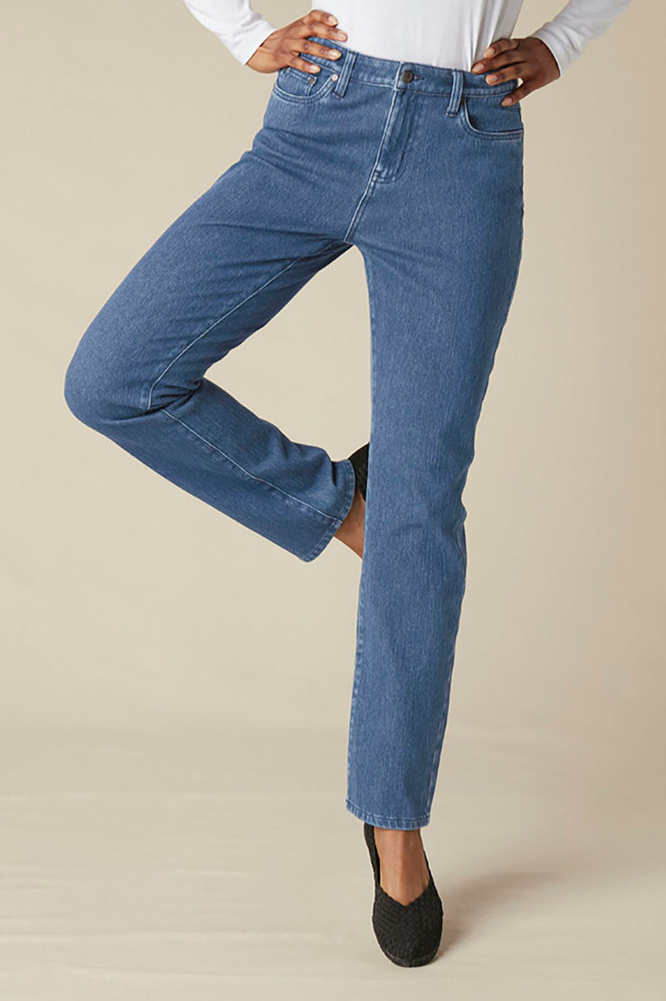 Knit Denim High Rise Straight-Leg Jeans | Coldwater Creek