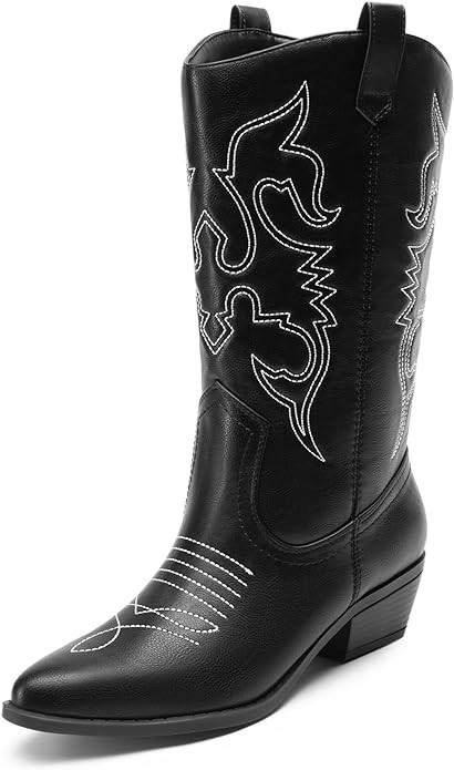 DREAM PAIRS Women's Cowboy Boots Pull On Cowgirl Boots Mid Calf Western Boots | Amazon (US)