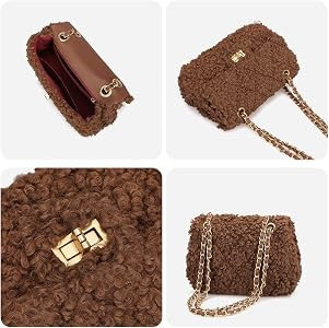 Women Plush Shoulder Bag Fashion Fluffy Crossbody Bag Soft Warm Fuzzy Purse with Adjustable Chain... | Amazon (US)