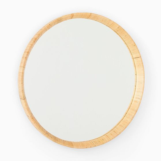 Woven Round Wall Mirror, Natural, 30"" Diam | West Elm (US)