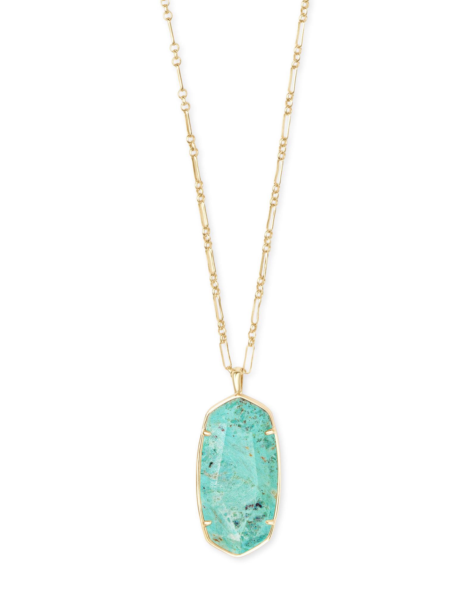 Faceted Reid Gold Long Pendant Necklace in Sea Green Chrysocolla | Kendra Scott