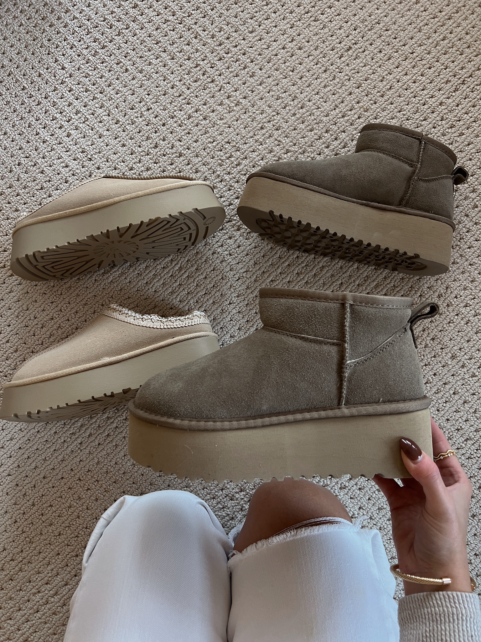 Amazon Ugg Platform Dupes! 🤎

Color / Size (left): Beige, 5.5
Color / Size (right): Taupe, 5.5
(My shoe size ranges from 5-6, so I can’t tell if it runs true to size!) 

#LTKShoeCrush #LTKStyleTip
