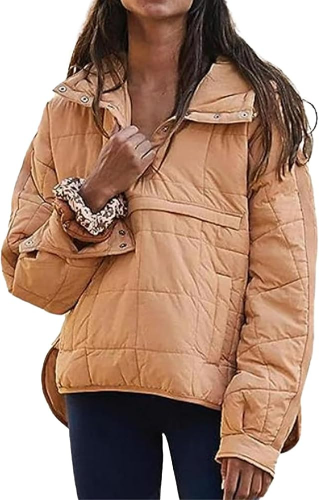 Womens Oversized Puffer Jacket Pullover Quilted Lightweight Jackets Fall Winter Warm Coat Dolman ... | Amazon (US)