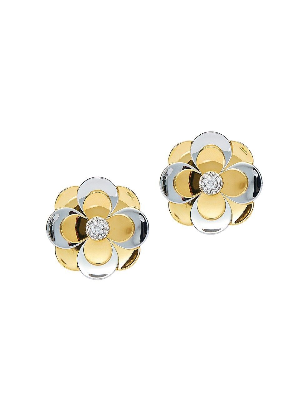 Zinnia Two-Tone & Crystal Flower Earrings | Saks Fifth Avenue