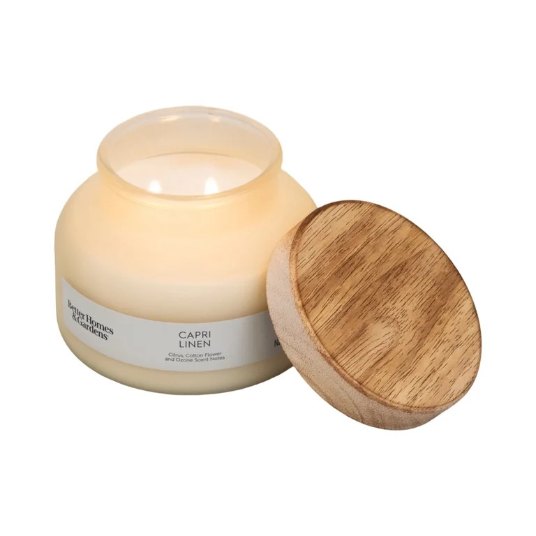 Better Homes & Gardens Capri Linen Scented 2-Wick Frosted Jar Candle 18oz. | Walmart (US)