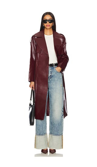 Carmela Leather Trench in Garnet | Revolve Clothing (Global)