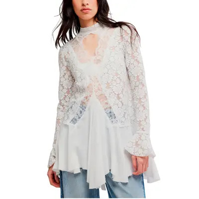 Free People First Crush Lace Tunic in Ivory at Nordstrom, Size Small | Nordstrom