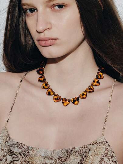 Noxbound Golden Leopard Print Love Women's Necklace, High-Quality Retro Elegance, Sexy Retro Style, Suitable For Mother Ladies And Girls, Summer Beach Dance Pa | SHEIN