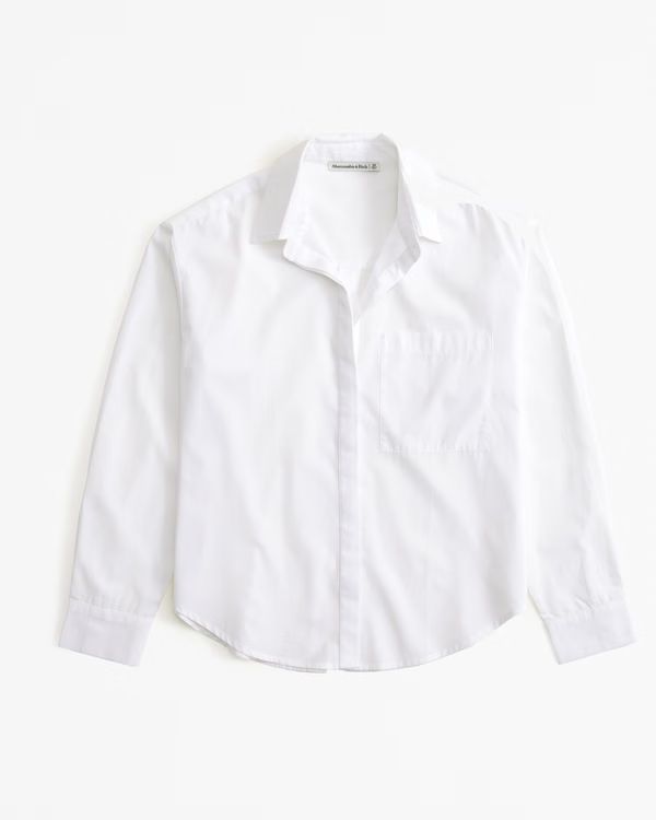 Women's Oversized Flyaway Poplin Shirt | Women's Tops | Abercrombie.com | Abercrombie & Fitch (US)