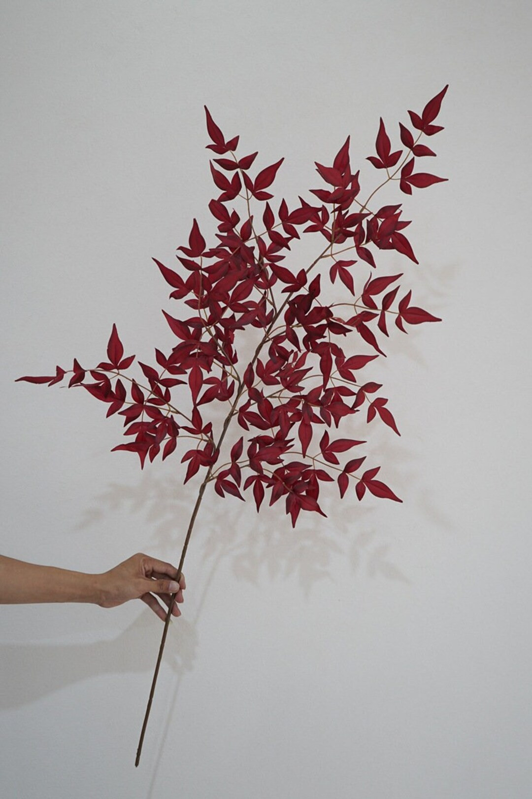 Artificial Red Leaves Spray Faux Nandina Leaves Stem Fake Greenery Fall Leaves Red Foliage Home D... | Etsy (US)