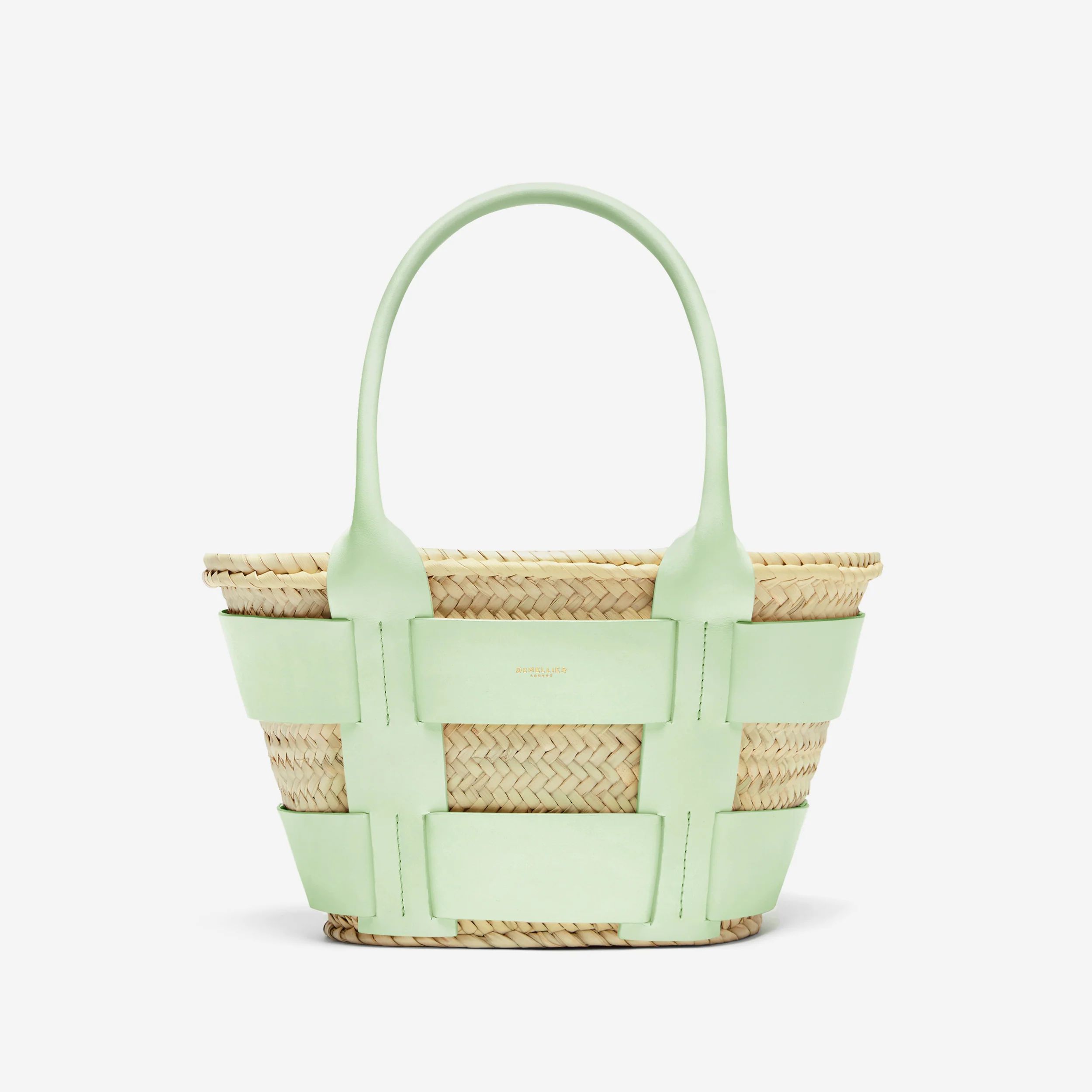 The Mini Santorini | Natural Basket Mint Green Smooth | DeMellier | DeMellier