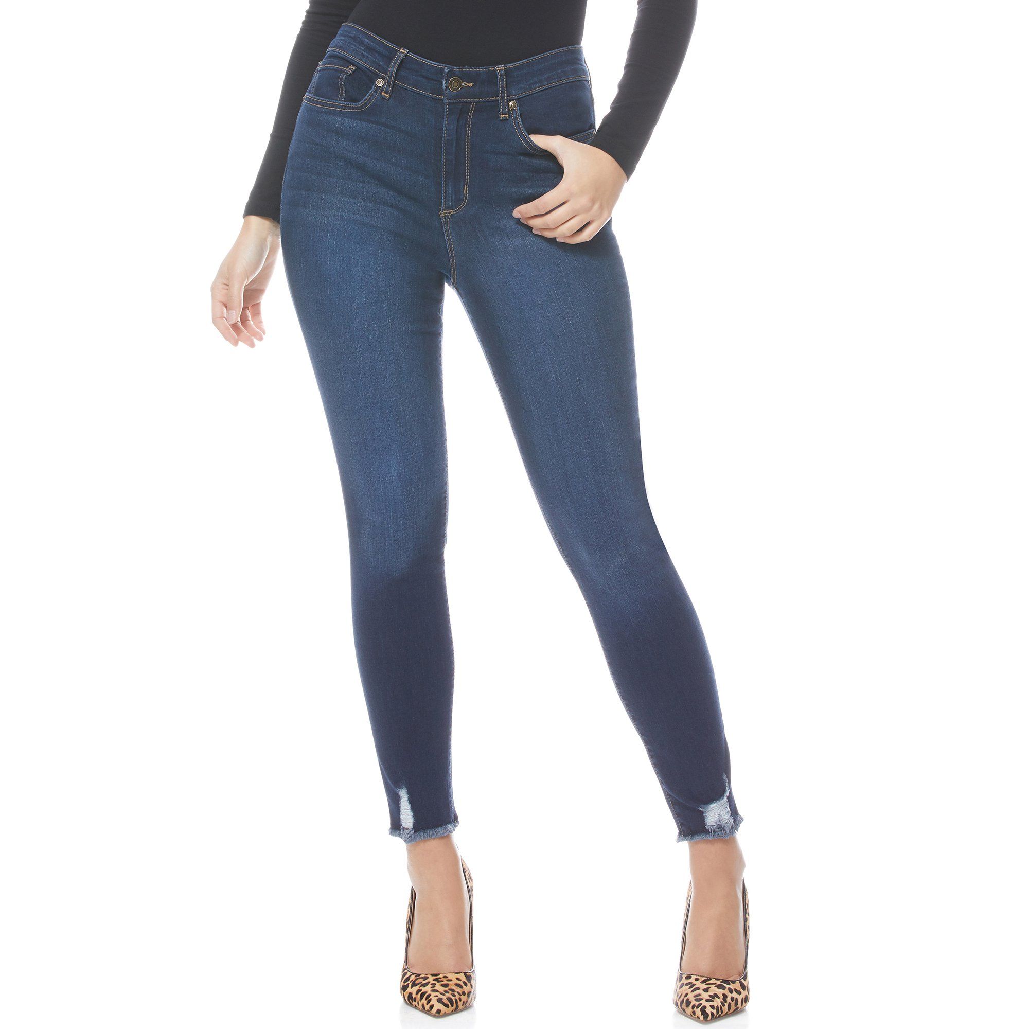 Sofia Jeans by Sofia Vergara Women's Rosa Curvy Ripped High-Rise Ankle Jeans | Walmart (US)