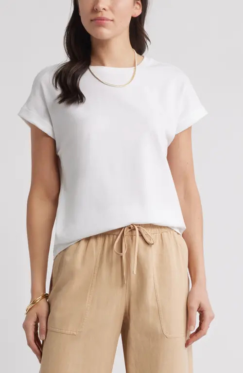 caslon(r) Cuff Sleeve T-Shirt in White at Nordstrom, Size Small | Nordstrom