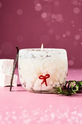 Bow Festive Icon Fruity Champagne Cheers Glass Candle | Anthropologie (US)