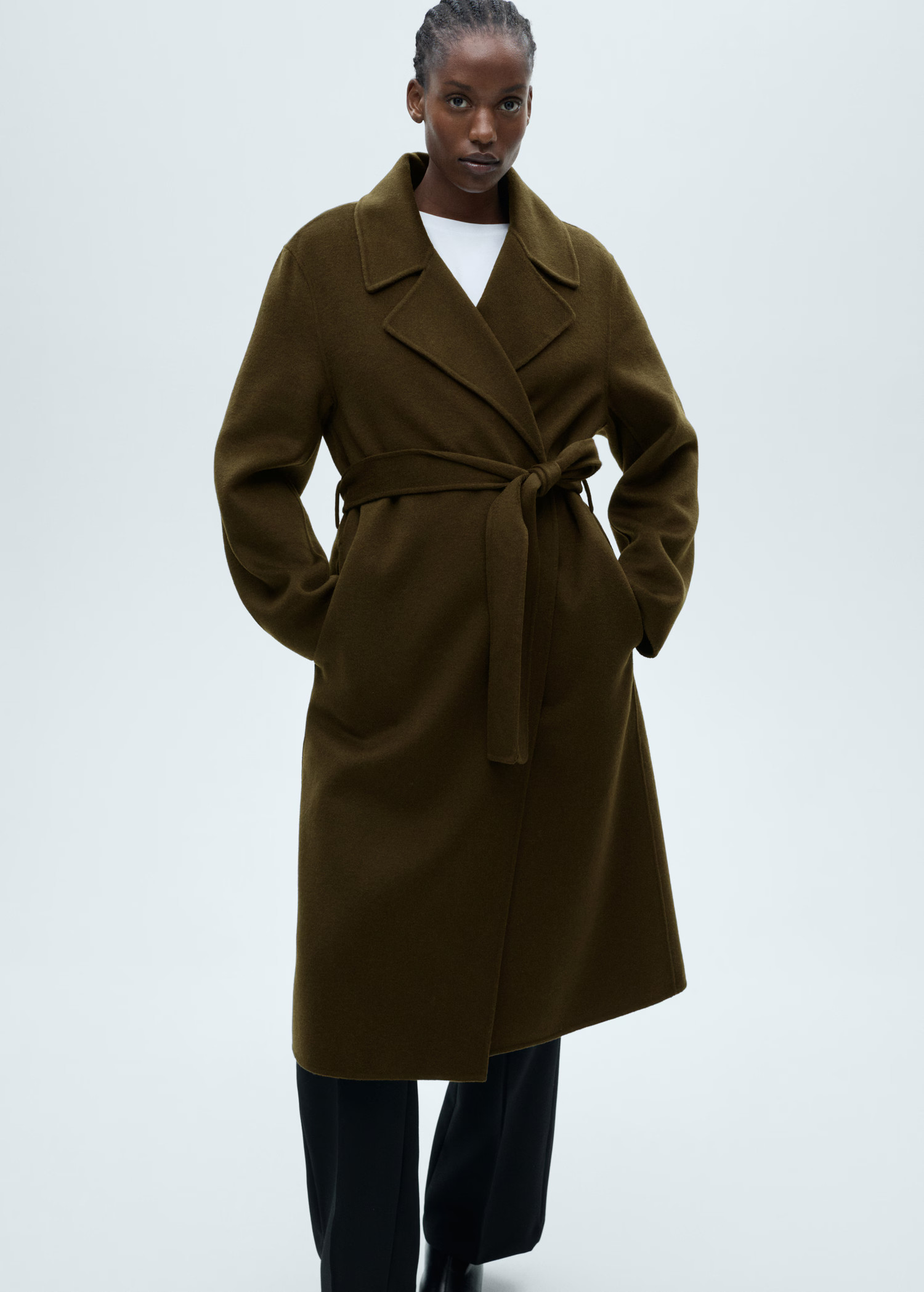 Handmade long coat with belt - Women | MANGO USA | Mango (US/MX/AU)
