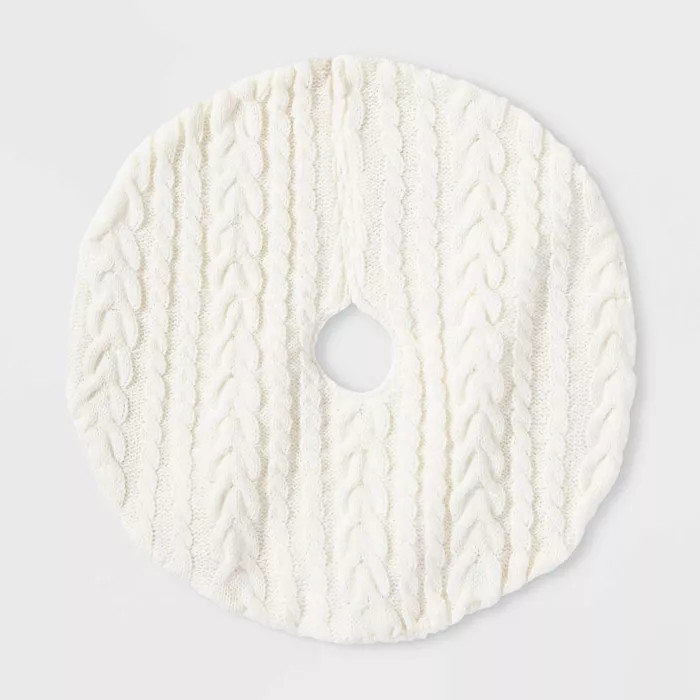 18in Mini Cable Knit Christmas Tree Skirt Cream - Wondershop™ | Target