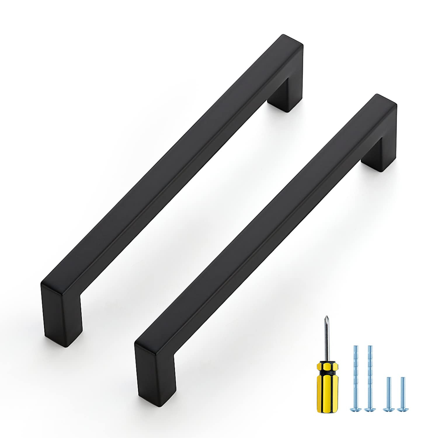 Ravinte 10 Pack Square Cabinet Pulls 6-1/4 Inch Black Kitchen Cabinet Handles Matte Black Kitchen... | Amazon (US)
