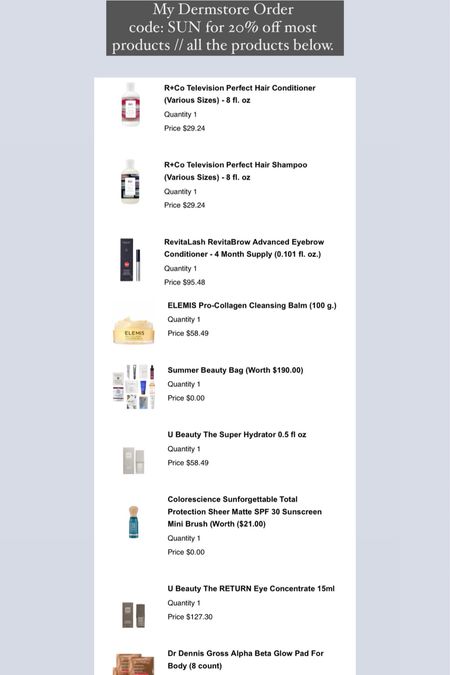 The beauty products I ordered today from the Dermstore sale. Use code SUN for 20% off  