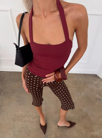 Ghisella Square Neck Halter Top Cherry | Princess Polly US