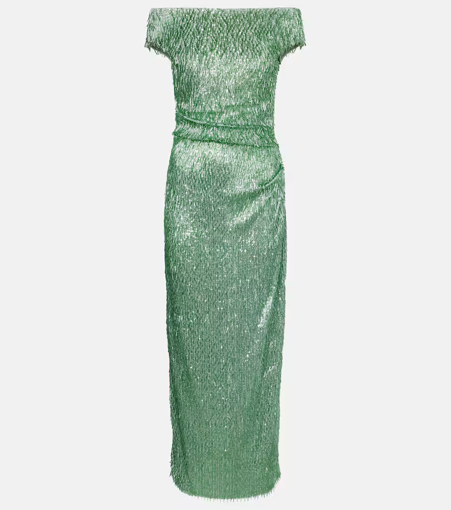 Erdem Beaded off-shoulder midi dress | Mytheresa (US/CA)